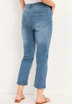 Straight Fit|Slim Fit-Cellbes of Sweden Ankeljeans med perler og rhinsten Mellemblå / Denim