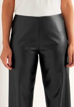 Caprileggings|Leggings I Imiteret Skind-Cellbes of Sweden Ankellange bukser i læderimitation Sort