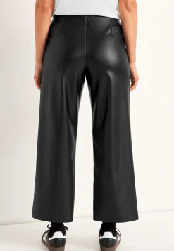 Caprileggings|Leggings I Imiteret Skind-Cellbes of Sweden Ankellange bukser i læderimitation Sort