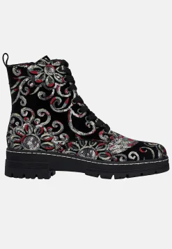 Boots- Ankelstøvle med pailleter Sort / Mønstret