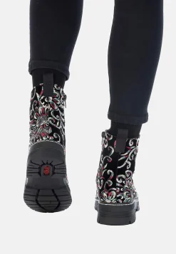 Boots- Ankelstøvle med pailleter Sort / Mønstret