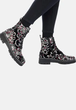 Boots- Ankelstøvle med pailleter Sort / Mønstret