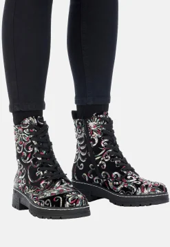 Boots- Ankelstøvle med pailleter Sort / Mønstret