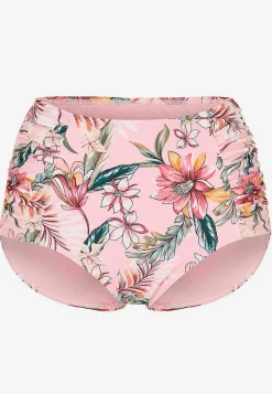 Bikinier- Bikiniunderdel med høj talje og et blomstermønster Honolulu Rosa / Blomstret
