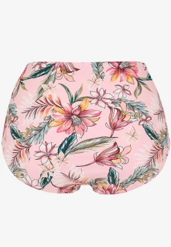 Bikinier- Bikiniunderdel med høj talje og et blomstermønster Honolulu Rosa / Blomstret