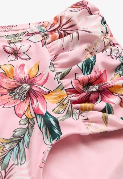 Bikinier- Bikiniunderdel med høj talje og et blomstermønster Honolulu Rosa / Blomstret