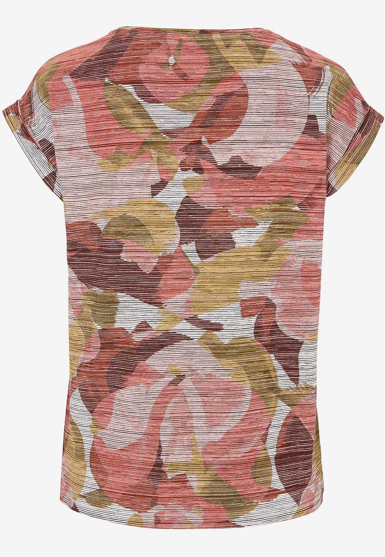Toppe|T-Shirts-Soyaconcept Bladmønstret jerseytop Abrikos/Mønstret