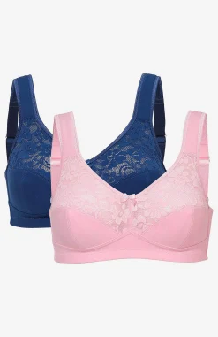 2-Pack|Undertøj-Cellbes of Sweden Blød bh uden bøjle Anna 2-pack Lys rosa + Marine
