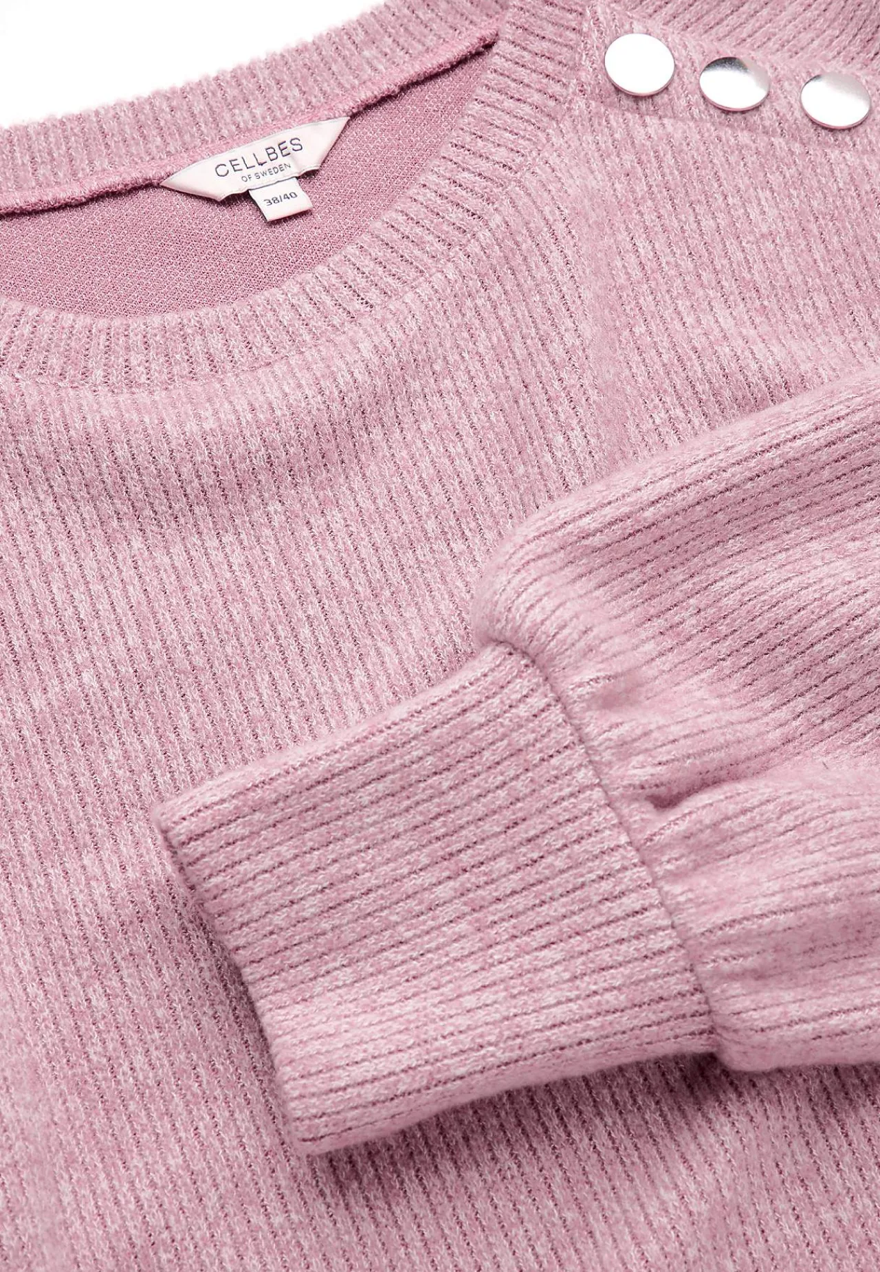 Trøjer|Striktrøjer-Cellbes of Sweden Blød jerseytrøje med knapper Beata Rosa / Meleret