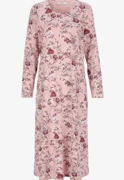 Undertøj|Nat- Og Hyggetøj- Blomstret natkjole med lange ærmer Rosa / Blomstret