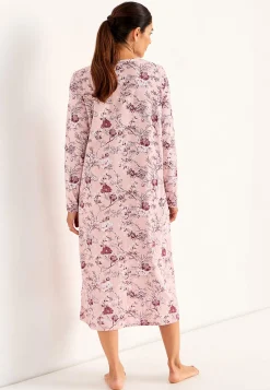 Undertøj|Nat- Og Hyggetøj- Blomstret natkjole med lange ærmer Rosa / Blomstret