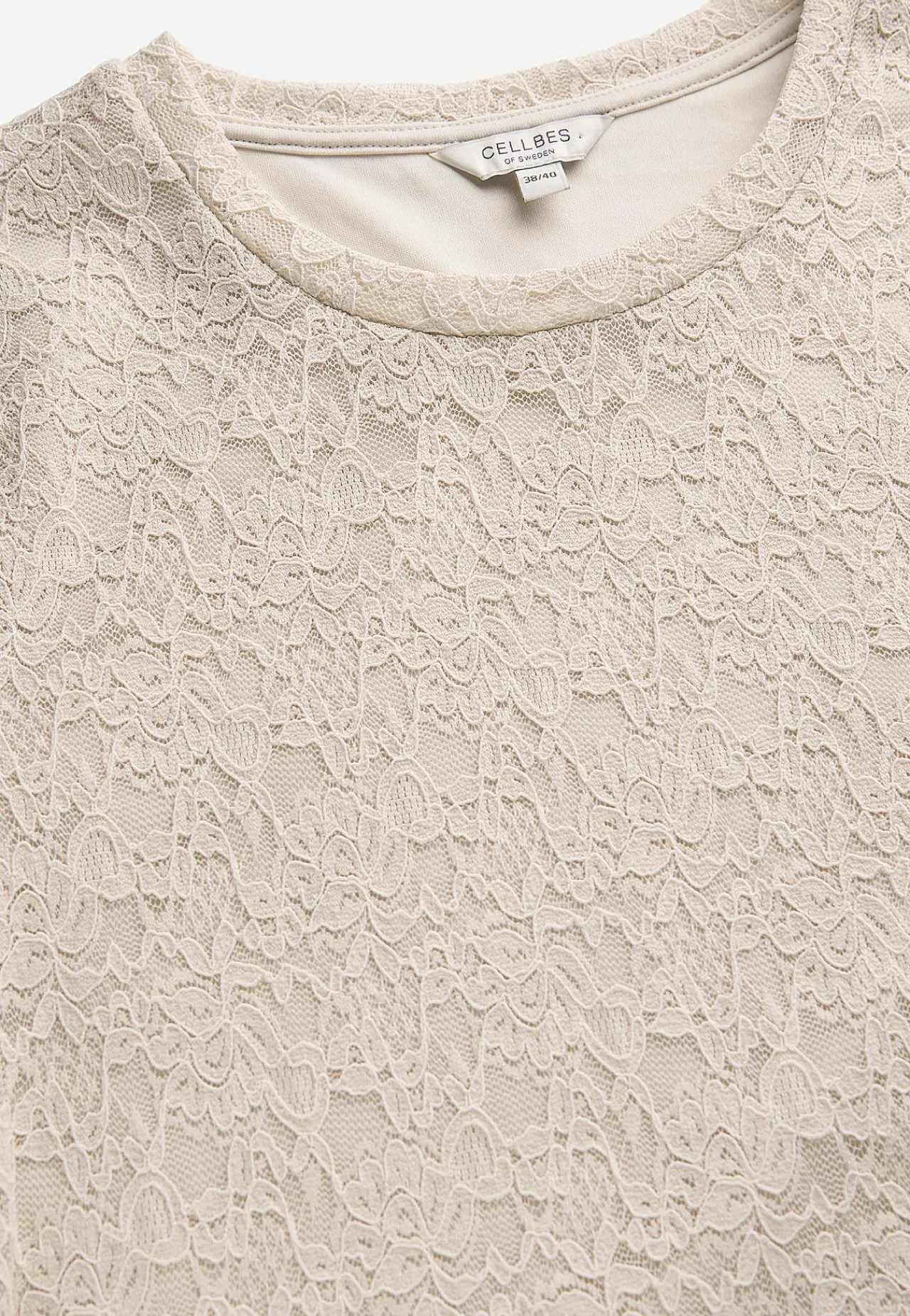 3/4 Ærmet|Festtunikaer-Cellbes of Sweden Blondetunika med afrundet krave Beige