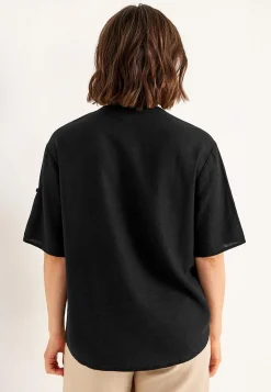 Bluser|Kortærmede-Cellbes of Sweden Bluse i hørblanding Sort