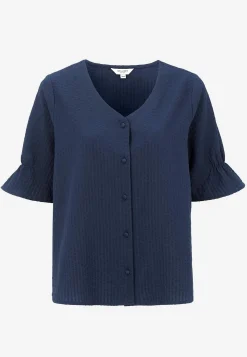 Bluser|Kortærmede-Cellbes of Sweden Bluse i seersucker Marine