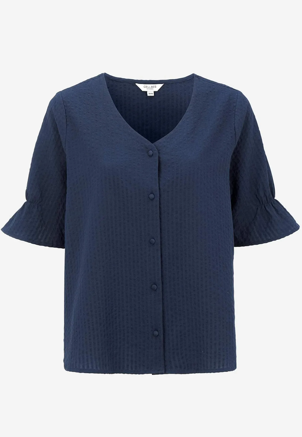 Bluser|Kortærmede-Cellbes of Sweden Bluse i seersucker Marine