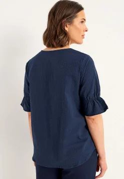 Bluser|Kortærmede-Cellbes of Sweden Bluse i seersucker Marine