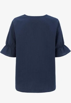 Bluser|Kortærmede-Cellbes of Sweden Bluse i seersucker Marine