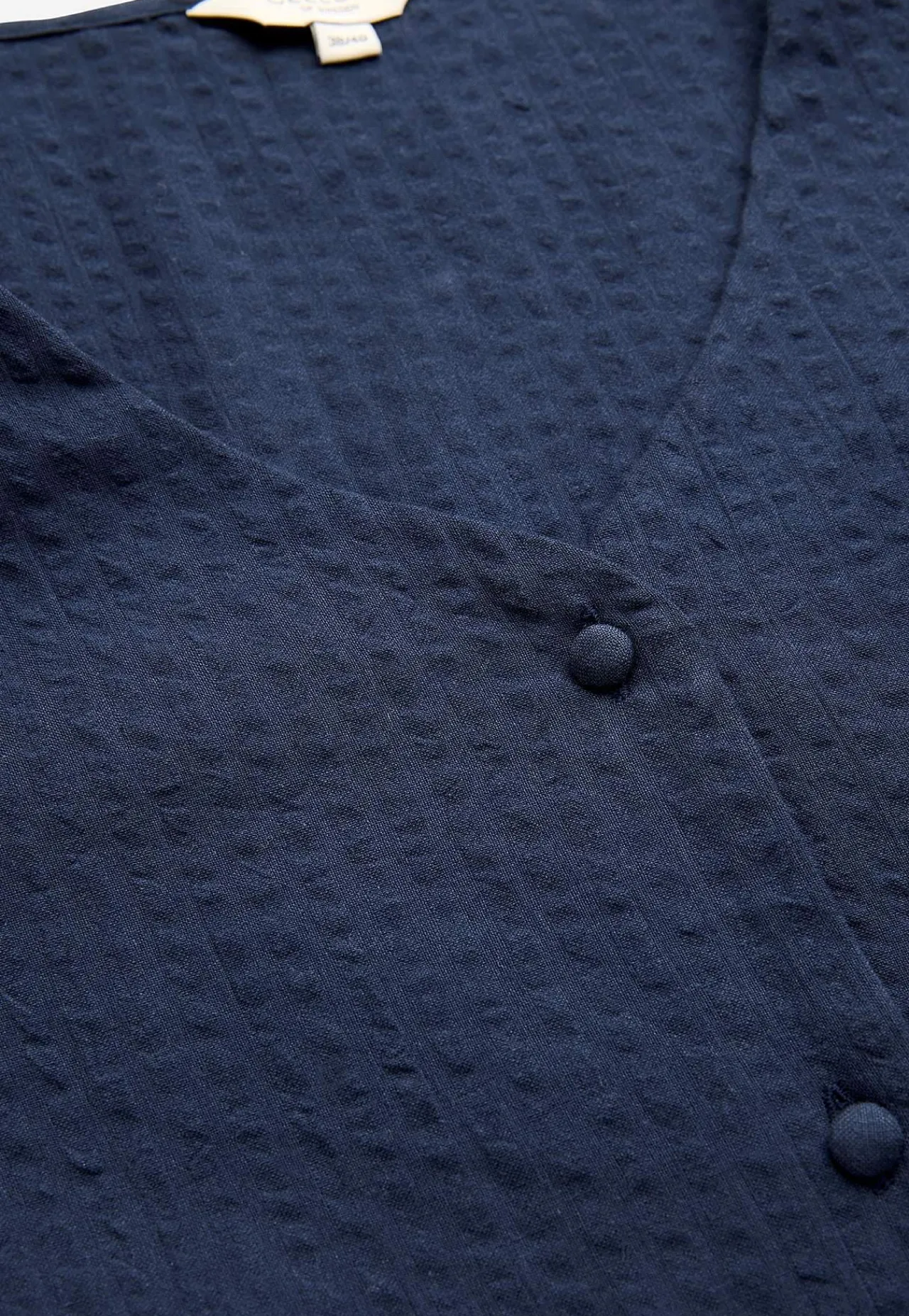 Bluser|Kortærmede-Cellbes of Sweden Bluse i seersucker Marine