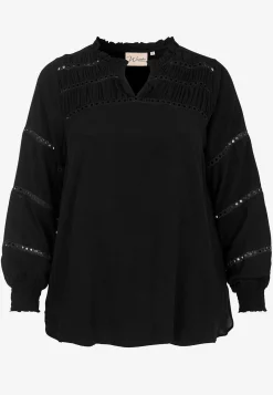 Bluser-Wasabiconcept Bluse med broderi Sort