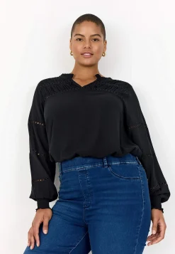 Bluser-Wasabiconcept Bluse med broderi Sort