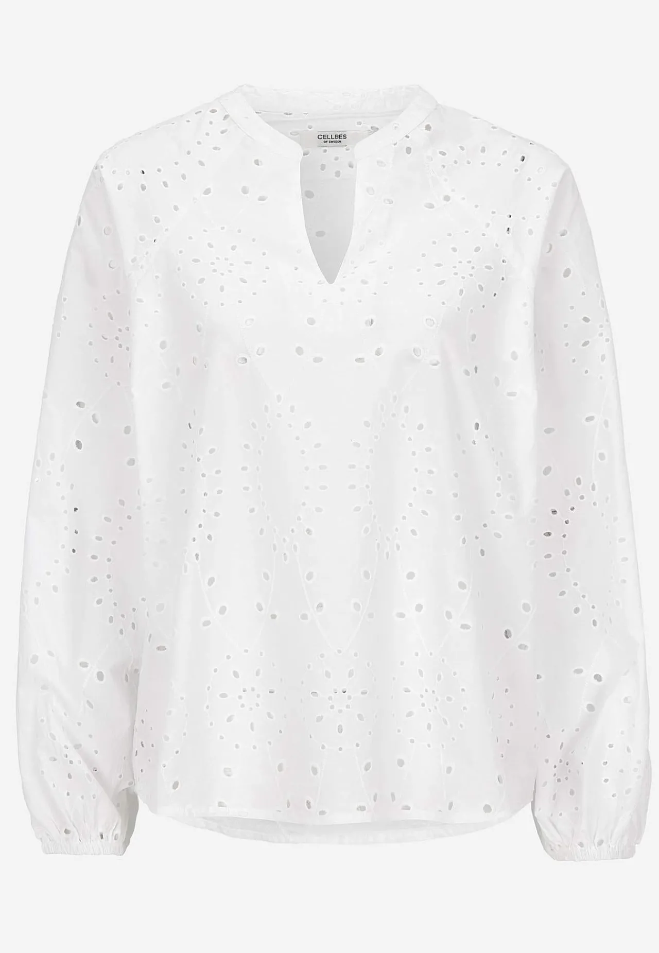 Bluser|Bluser Med Pufærmer-Cellbes of Sweden Bluse med broderi Hvid