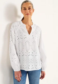 Bluser|Bluser Med Pufærmer-Cellbes of Sweden Bluse med broderi Hvid