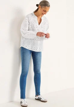 Bluser|Bluser Med Pufærmer-Cellbes of Sweden Bluse med broderi Hvid