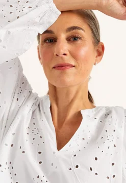 Bluser|Bluser Med Pufærmer-Cellbes of Sweden Bluse med broderi Hvid