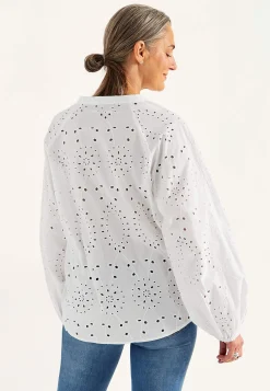 Bluser|Bluser Med Pufærmer-Cellbes of Sweden Bluse med broderi Hvid