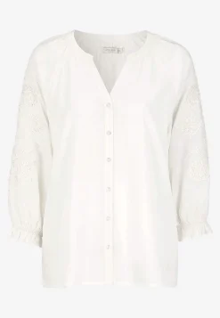 Bluser|Bluser Med Pufærmer-Cellbes of Sweden Bluse med broderi Hvid