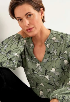 Mønstrede|Bluser-Cellbes of Sweden Bluse med et blomstermønster og struktur Grøn/mønstret