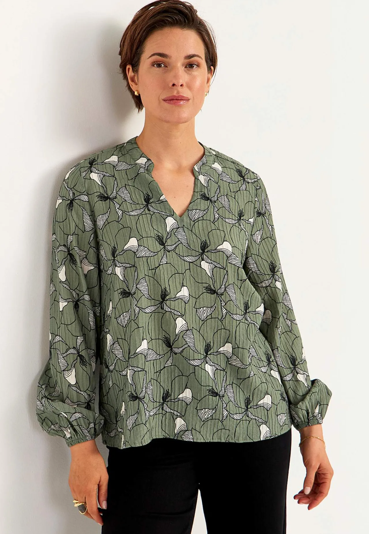 Mønstrede|Bluser-Cellbes of Sweden Bluse med et blomstermønster og struktur Grøn/mønstret