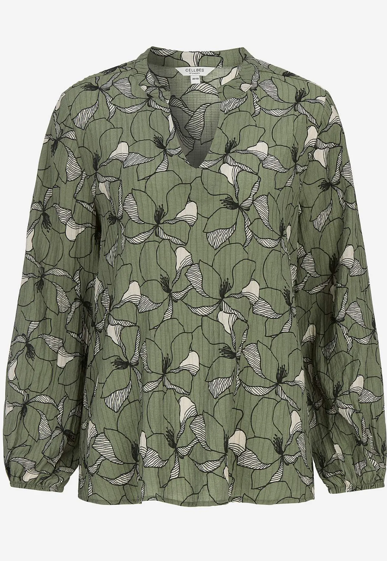 Mønstrede|Bluser-Cellbes of Sweden Bluse med et blomstermønster og struktur Grøn/mønstret