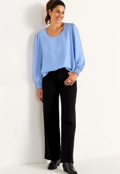 Bluser|Bluser Med Pufærmer-Cellbes of Sweden Bluse med smock ved manchetterne Blå