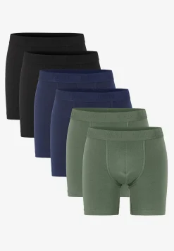 Underbukser- Boksershorts med længere ben 6-pack Sort + Marine + Kakigrøn