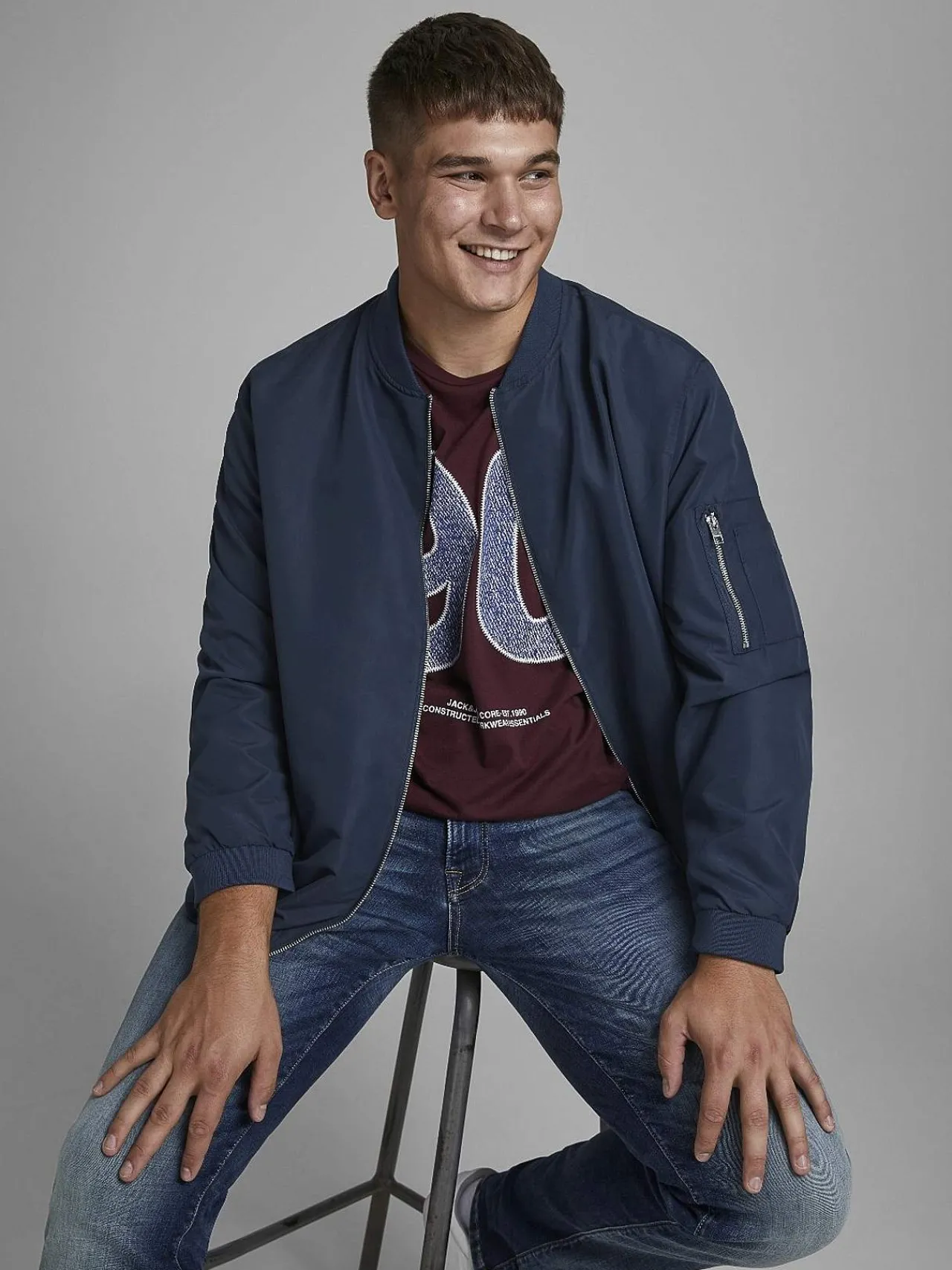 Jakker Og Veste-JACK & JONES PLUS Bomberjakke Marine