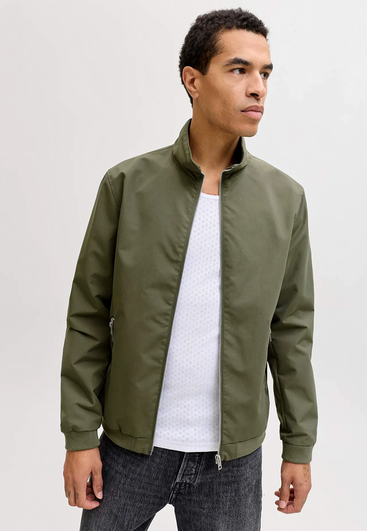 Jakker Og Veste-JACK & JONES Bomberjakke med mat overflade Olivengrøn