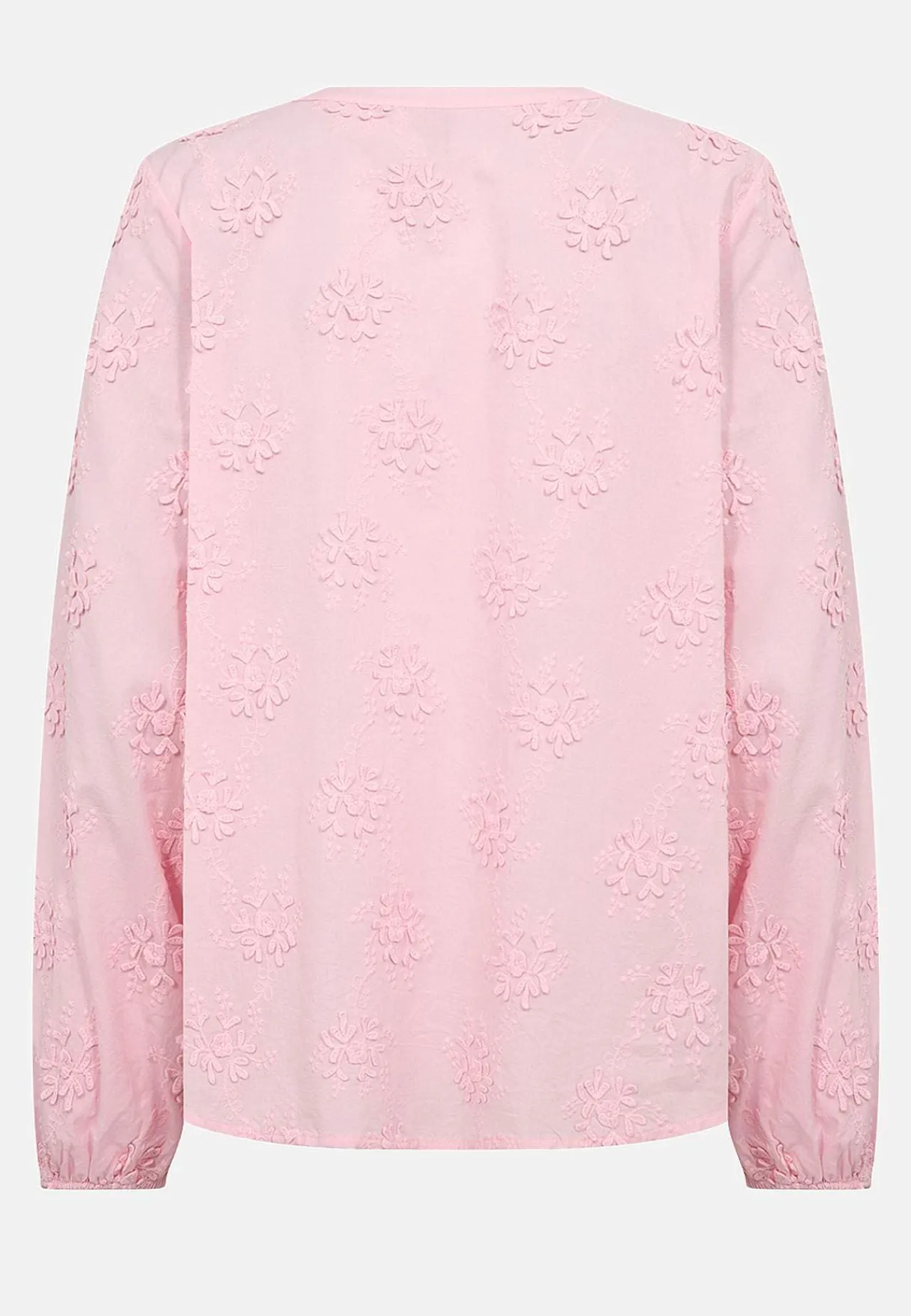 Bluser- Bomuldsbluse med blomsterapplikationer Rosa