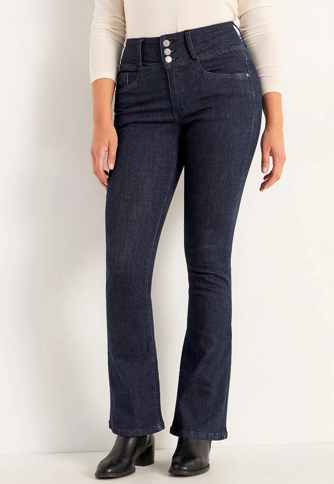 Høj Talje|Flere Længder- Bootcut jeans med høj talje Jennifer Mørk denim / Ikke vasket