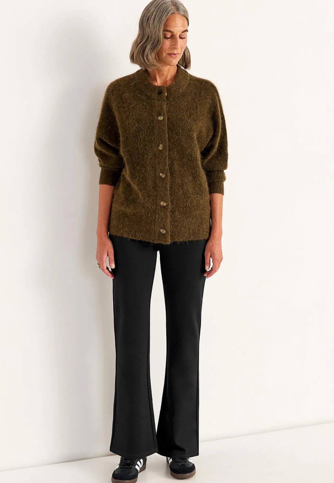 Vide Bukser|Trikobukser-Cellbes of Sweden Bootcut-bukser Premium i Punto di Roma jersey Mona Sort