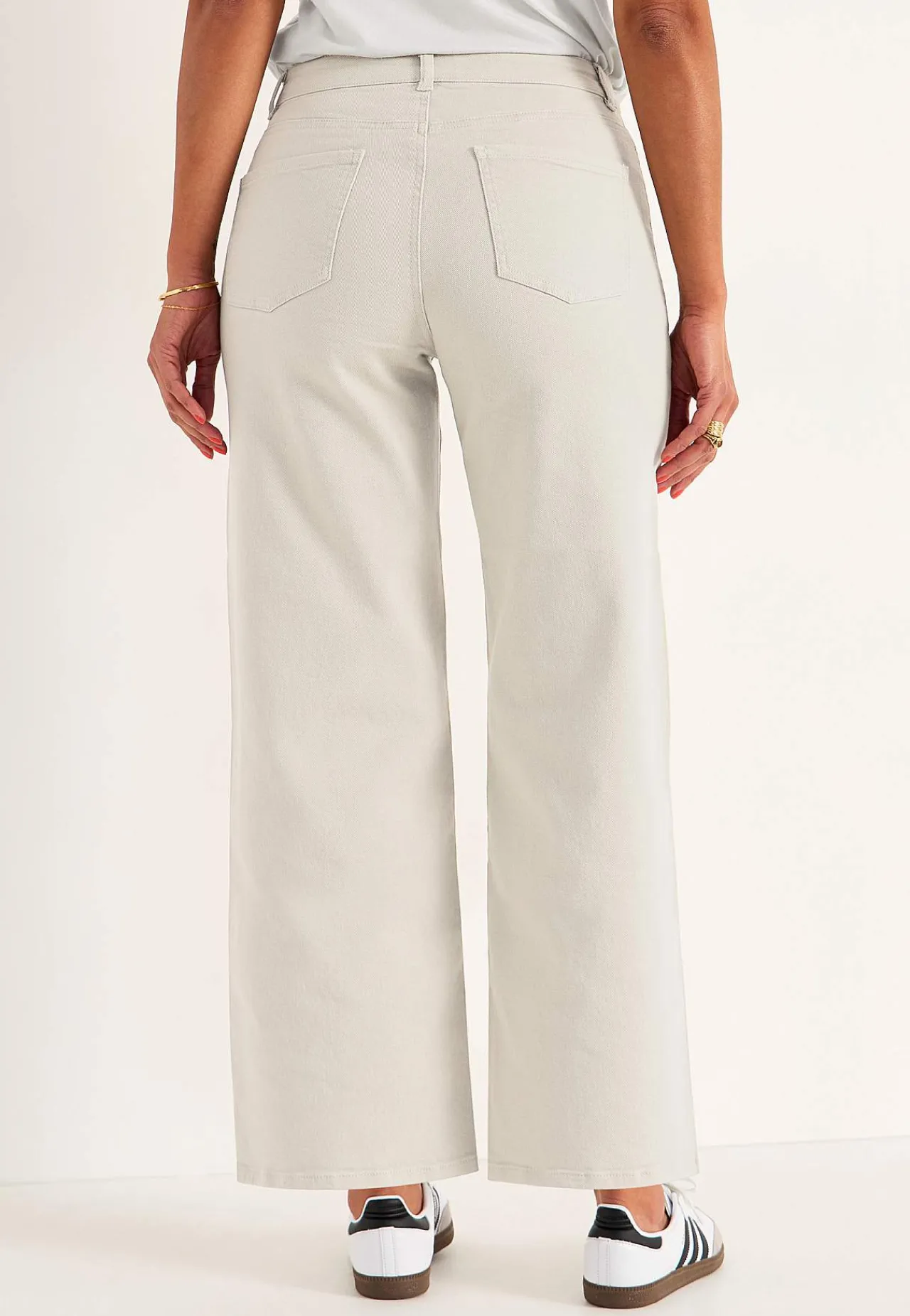 Ankelbukser|Vide Bukser-Cellbes of Sweden Brede ankeljeans Lys beige