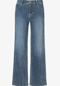 Vide Bukser|Lige Bukser- Brede jeans i denim med superstræk Sara Mellemblå / Denim