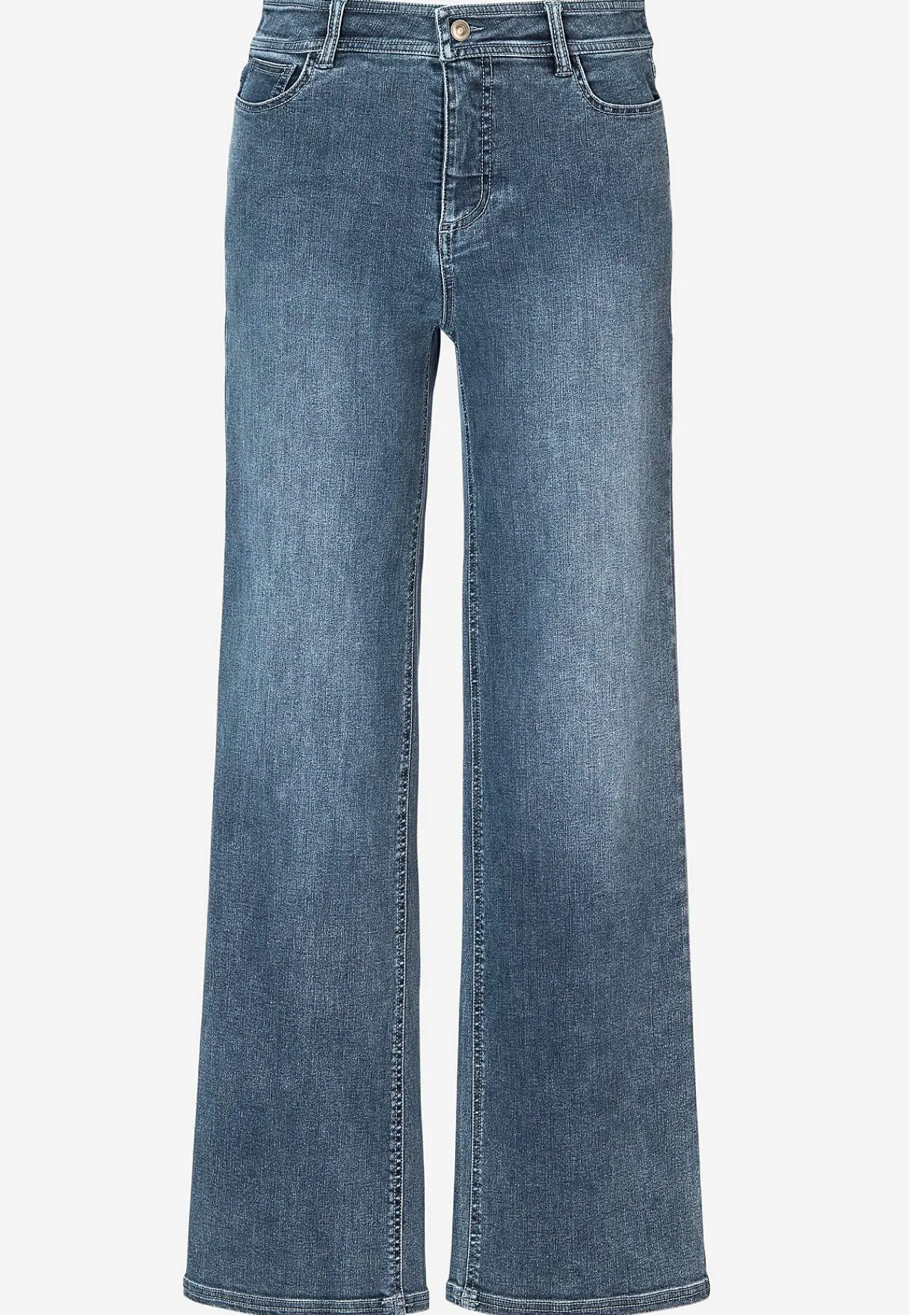 Vide Bukser|Lige Bukser- Brede jeans i denim med superstræk Sara Mellemblå / Denim