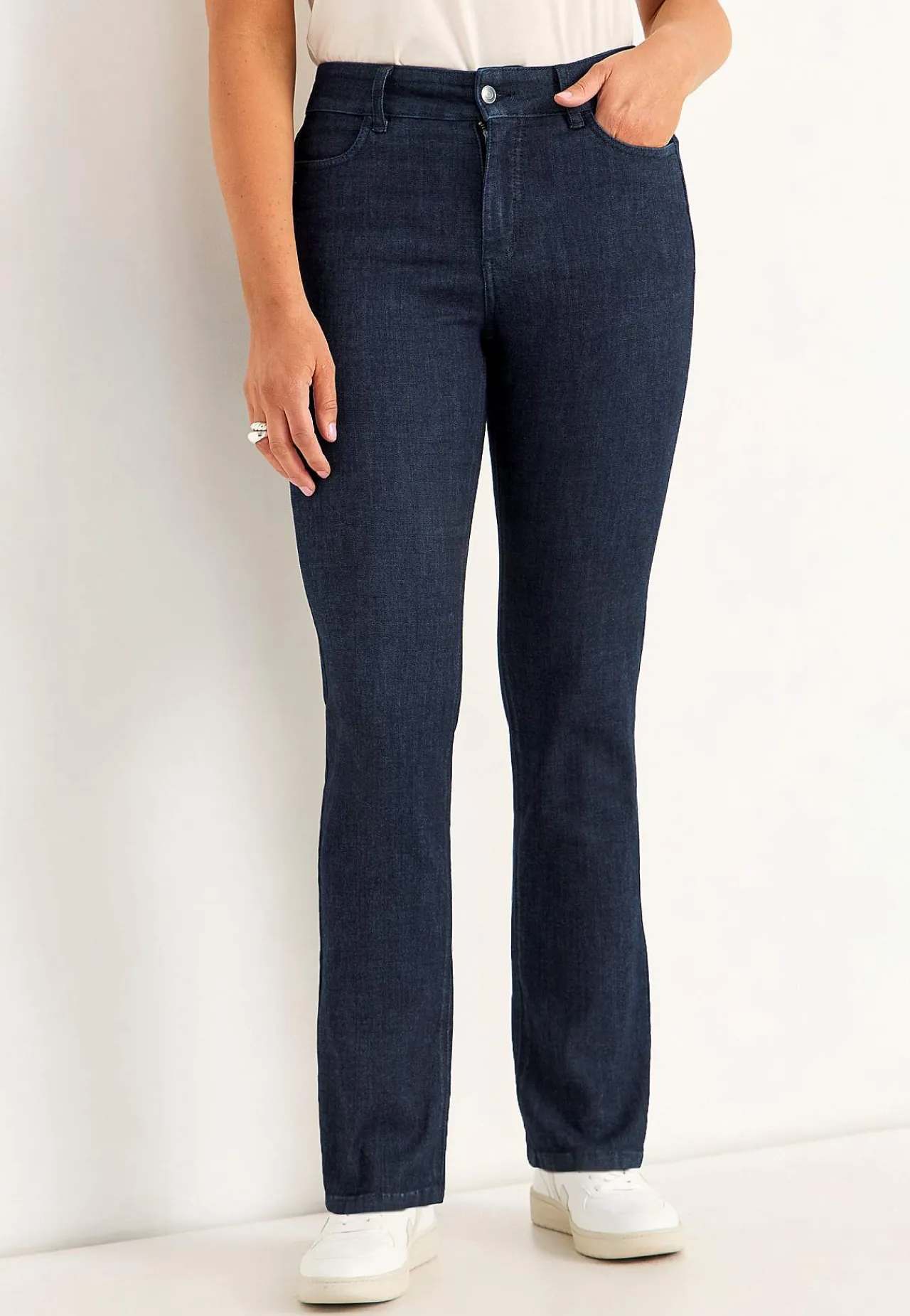 Vide Bukser|Lige Bukser-Cellbes of Sweden Brede jeans i denim med superstræk Sara Mørkeblå Denim