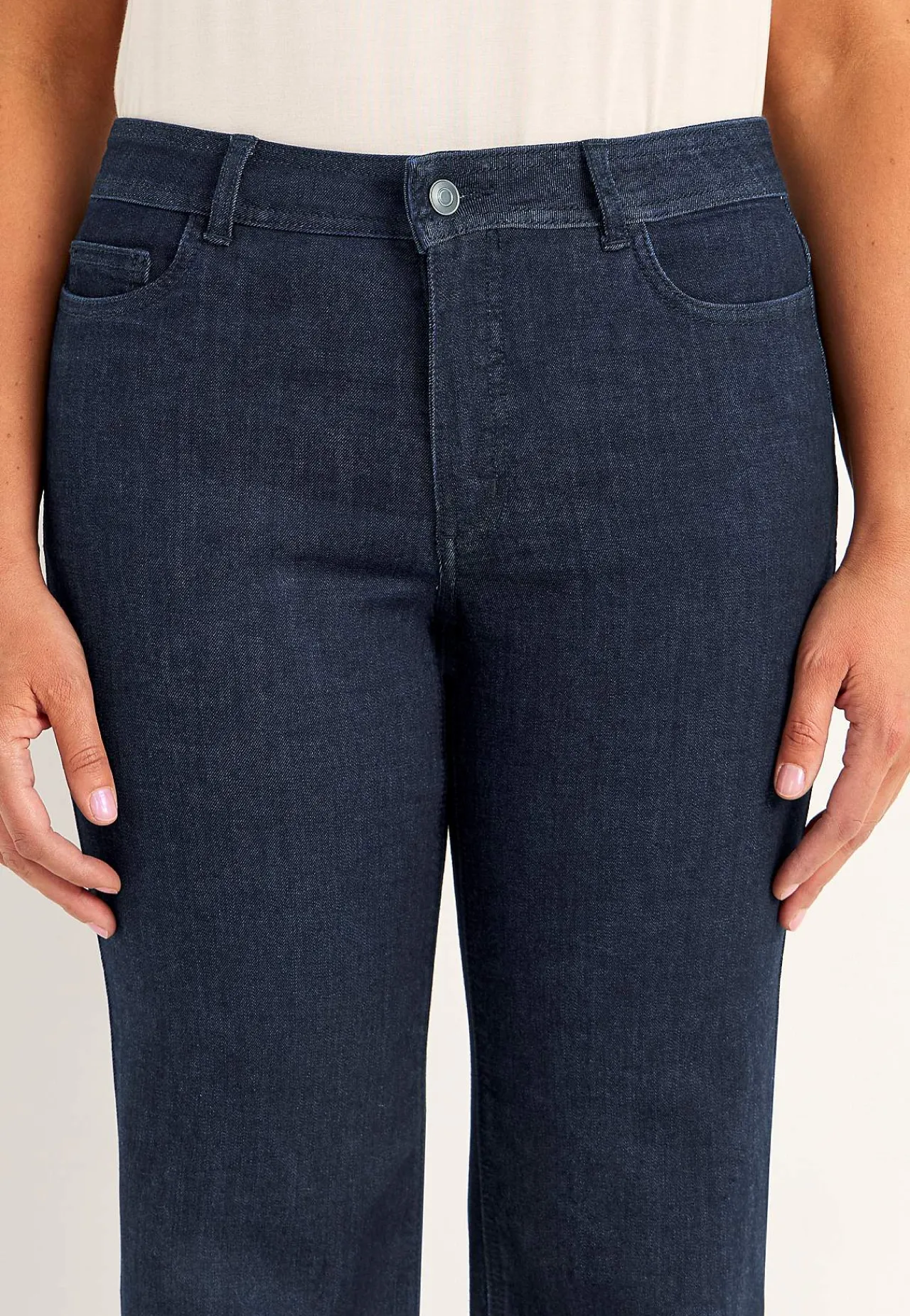 Vide Bukser|Lige Bukser-Cellbes of Sweden Brede jeans i denim med superstræk Sara Mørkeblå Denim