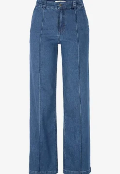 Straight Fit|Stretch Jeans-Cellbes of Sweden Brede jeans med syede pressefolder Mia Mellemblå Denim