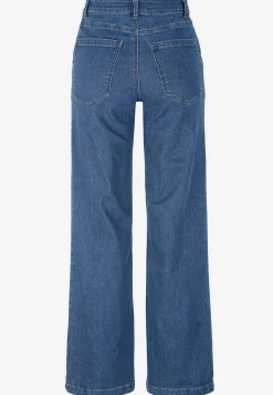 Straight Fit|Stretch Jeans-Cellbes of Sweden Brede jeans med syede pressefolder Mia Mellemblå Denim