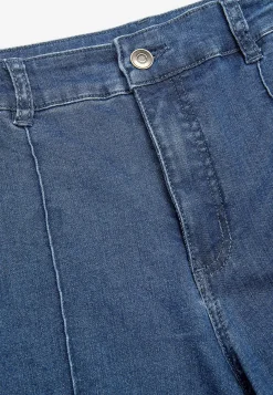 Straight Fit|Stretch Jeans-Cellbes of Sweden Brede jeans med syede pressefolder Mia Mellemblå Denim