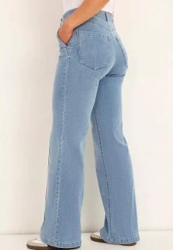 Straight Fit|Stretch Jeans-Cellbes of Sweden Brede jeans med syede pressefolder Mia Lyseblå denim