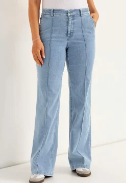 Straight Fit|Stretch Jeans-Cellbes of Sweden Brede jeans med syede pressefolder Mia Lyseblå denim